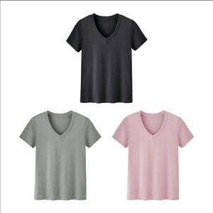 Showitty 3 Pack Multicolor Short Sleeve V Neck Basic T Shirts Womens Size XL